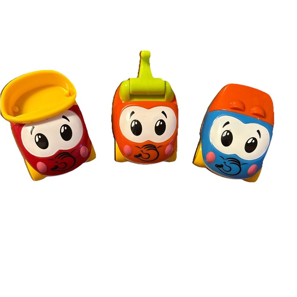 Lot Of Three Baby Toddler Toy Cars Red Orange Blue 3 Inch